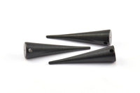Black Spike Pendant, 1 Oxidized Brass Black Spike Tribal Pendants With 1 Hole (40x10mm) A0769