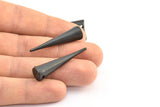 Black Spike Pendant, 1 Oxidized Brass Black Spike Tribal Pendants With 1 Hole (40x10mm) A0769