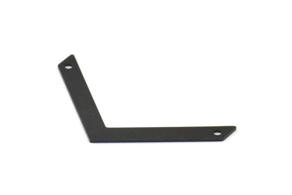 Black Chevron Pendant, 2 Oxidized Brass Black Tiny Chevron Pendants With 2 Holes (50x5x0.80mm) N0630 S449