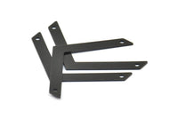 Black Chevron Pendant, 2 Oxidized Brass Black Tiny Chevron Pendants With 2 Holes (50x5x0.80mm) N0630 S449