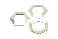 Hexagon Choker Charm, 3 Silver Tone Hexagon Blanks (30x0.8mm) D0151 H0387