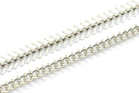 Fish Bone Chain, 2 Meters Silver Tone Textured Brass Fish Bone Chain (11mm) Z063