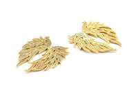 Gold Wing Necklace Pendant, Zircon Pave Gold Plated Wing Necklace Pendant With 2 Loops, Jewelry Findings (48x41mm) BS 2269