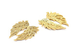Gold Wing Necklace Pendant, Zircon Pave Gold Plated Wing Necklace Pendant With 2 Loops, Jewelry Findings (48x41mm) BS 2269