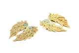 Gold Wing Necklace Pendant, Zircon Pave Gold Plated Wing Necklace Pendant With 2 Loops, Jewelry Findings (48x41mm) BS 2270