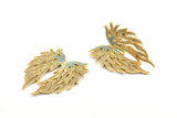 Gold Wing Necklace Pendant, Zircon Pave Gold Plated Wing Necklace Pendant With 2 Loops, Jewelry Findings (48x41mm) BS 2270