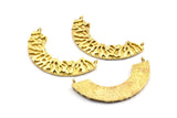 Ethnic Semi Circles, 2 Raw Brass Ethnic Semi Circle Pendants With 2 Loops (47x10x2mm) BS 1880