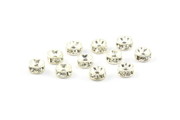 Vintage Silver Bead, 12 Vintage Silver Swarovski Rondelle Beads  (5x2.5mm) Y281 Y273
