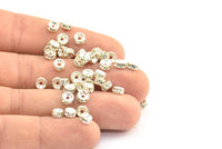 Vintage Silver Bead, 12 Vintage Silver Swarovski Rondelle Beads  (5x2.5mm) Y281 Y273