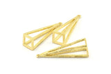 Brass Triangle Prism, 3 Raw Brass Triangle Prism Pendants With 1 Loop (37x10mm) BS 1980