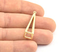Brass Triangle Prism, 3 Raw Brass Triangle Prism Pendants With 1 Loop (37x10mm) BS 1980