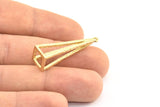 Brass Triangle Prism, 3 Raw Brass Triangle Prism Pendants With 1 Loop (37x10mm) BS 1980