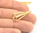 Brass Triangle Prism, 3 Raw Brass Triangle Prism Pendants With 1 Loop (32x10mm) BS 1984