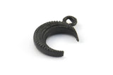Black Moon Charm, 6 Oxidized Brass Black Textured Horn Charms With 1 Loop, Pendant, Jewelry Finding (12x3.60x3.65mm) N0302 S646