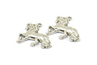 Silver Horse Charm, 2 Silver Tone Horse Charms With 1 Loop, Pendants, Jewelry Findings (26x25mm) N0247 H0501
