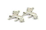 Silver Horse Charm, 2 Silver Tone Horse Charms With 1 Loop, Pendants, Jewelry Findings (26x25mm) N0247 H0501