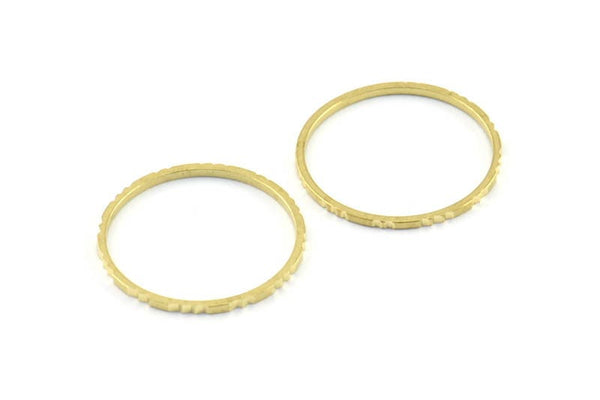 Brass Circle Connectors, 24 Raw Brass Textured Circle Connectors (17x0.8x0.9mm) BS 2324