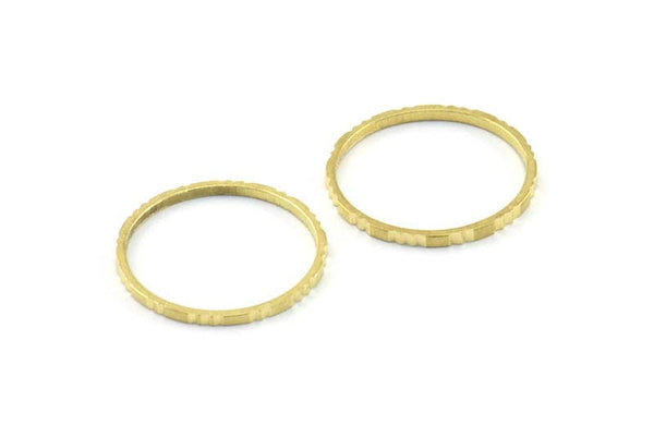 Brass Circle Connectors, 24 Raw Brass Textured Circle Connectors (16x0.8x0.9mm) BS 2325