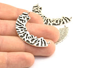 Etnik Yarım Daireler, 2 Halkalı 1 Antik Gümüş Kaplama Pirinç Etnik Yarım Daire Kolye (47x10x2mm) BS 1880