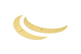 Moon Crescent Charm, 4 Raw Brass Moons with 2 Holes (57x9x0.80mm) BS 1998