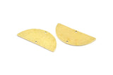 Hammered Half Moon, 4 Hammered Raw Brass Semi Circle Blanks with 2 Holes (33.5x15.5x0.8mm) BS 2004