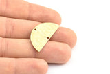 Hammered Half Moon, 4 Hammered Raw Brass Semi Circle Blanks with 2 Holes (33.5x15.5x0.8mm) BS 2004