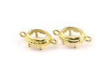 Brass Oval Setting, 10 Raw Brass Oval Settings With 2 Loops and 1 Pad Setting (17.5x10x3.4mm) BS 2031