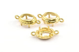 Brass Oval Setting, 10 Raw Brass Oval Settings With 2 Loops and 1 Pad Setting (17.5x10x3.4mm) BS 2031