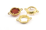 Brass Round Setting, 8 Raw Brass Round Settings With 2 Loops and 1 Pad Setting (19x14x3mm) BS 2035