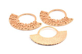 Rose Gold Ethnic Pendant, 1 Rose Gold Plated Brass Semi Circle Pendants (49x36x2x1mm) U090 Q0364