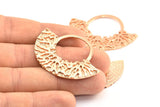 Rose Gold Ethnic Pendant, 1 Rose Gold Plated Brass Semi Circle Pendants (49x36x2x1mm) U090 Q0364