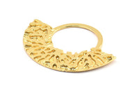 Gold Ethnic Pendant, 1 Gold Plated Brass Semi Circle Pendants (49x36x2x1mm) U090 Q0364