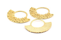 Gold Ethnic Pendant, 1 Gold Plated Brass Semi Circle Pendants (49x36x2x1mm) U090 Q0364