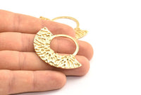 Gold Ethnic Pendant, 1 Gold Plated Brass Semi Circle Pendants (49x36x2x1mm) U090 Q0364