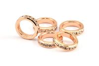 Zircon Rondelle Bead, 2 CZ Zircon Rose Gold Plated Brass Rondelle Beads (12x3mm) BS 1726 Q0359