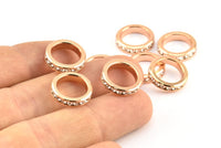 Zircon Rondelle Bead, 2 CZ Zircon Rose Gold Plated Brass Rondelle Beads (12x3mm) BS 1726 Q0359