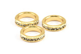 Zircon Rondelle Bead, 2 CZ Zircon Gold Plated Brass Rondelle Beads (12x3mm) BS 1726 Q0359