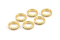 Zircon Rondelle Bead, 2 CZ Zircon Gold Plated Brass Rondelle Beads (12x3mm) BS 1726 Q0359