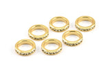 Zircon Rondelle Bead, 2 CZ Zircon Gold Plated Brass Rondelle Beads (12x3mm) BS 1726 Q0359