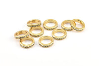 Zircon Rondelle Bead, 2 CZ Zircon Gold Plated Brass Rondelle Beads (12x3mm) BS 1726 Q0359