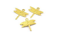 Brass Dragonfly Charm, 25 Raw Brass Dragonfly Charms, Findings (15mm) Brs 1997 A0502