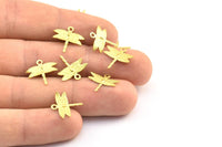 Brass Dragonfly Charm, 25 Raw Brass Dragonfly Charms, Findings (15mm) Brs 1997 A0502