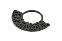 Yarım Daire Kolye, 2 Oksitlenmiş Pirinç Siyah Yarım Daire Kolye (49x36x2x1mm) U090 S442