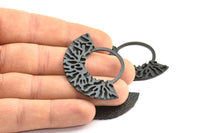 Yarım Daire Kolye, 2 Oksitlenmiş Pirinç Siyah Yarım Daire Kolye (49x36x2x1mm) U090 S442