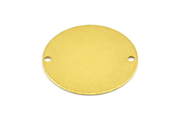 Brass Round Connector, Charm, 10 Raw Brass Round Connector Tags, Charms, Findings, Stamping Tag (20mm) Brs62 A0257