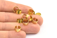 Brass Ear Cuffs, 100 Raw Brass Ear Cuffs With One Hole Round Findings (9mm) D0035