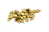 Tiny Prong Setting, 100 Raw Brass Setting Charms with 1 Loop (6.6mm) D0266--Y252