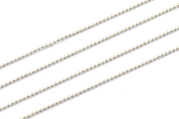 10 M. 1mm Silver Tone Brass  Ball Chain - W69-1 Z044