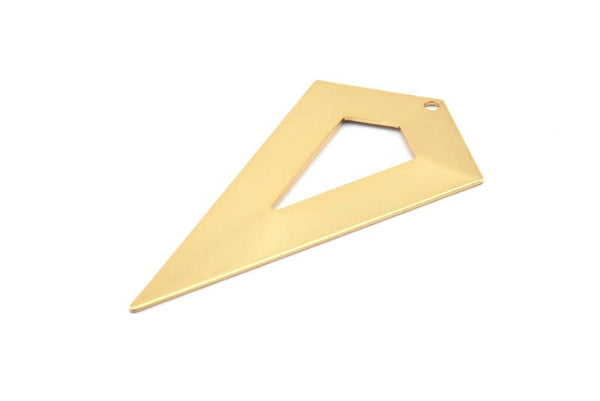 Gold Necklace Triangle, 3 Gold Plated Brass Triangle Charms with 1 holes (54x29x0.60mm) U014 Q0354