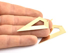 Gold Necklace Triangle, 3 Gold Plated Brass Triangle Charms with 1 holes (54x29x0.60mm) U014 Q0354